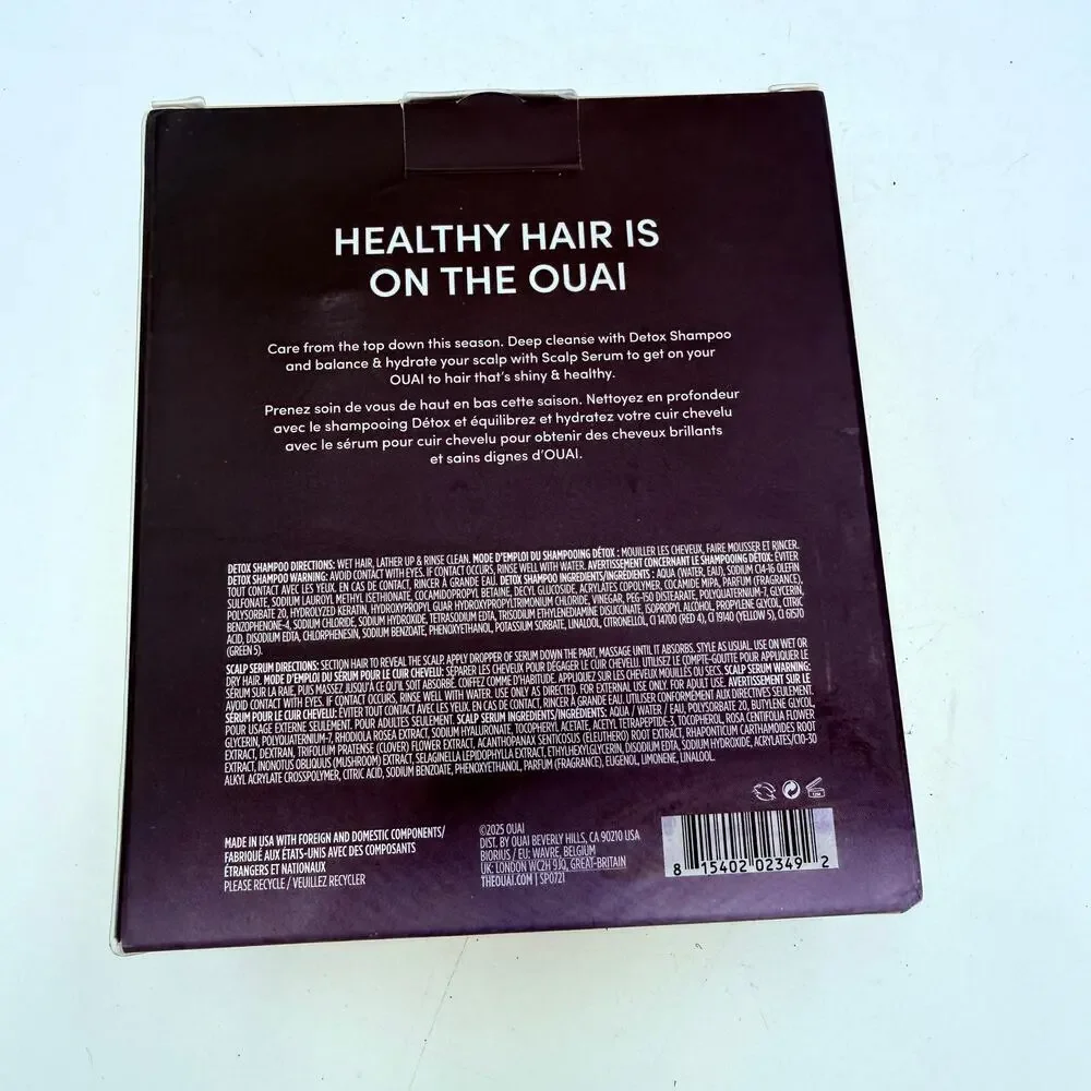 OUAI Healthy Hair Set Full Size Detox Shampoo & Scalp Serum Kit New in Box